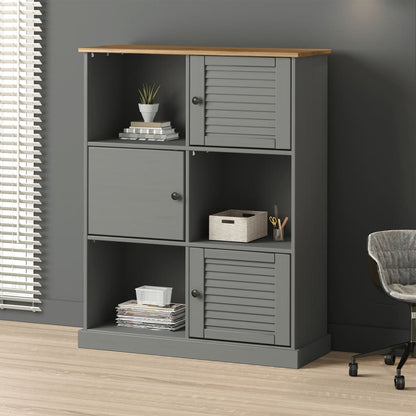 Boekenkast Vigo 90X35X114,5 Cm Massief Grenenhout Grijs - Design Meubelz