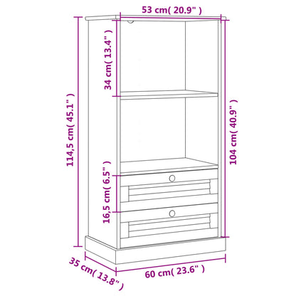 Boekenkast Vigo 60X35X114,5 Cm Massief Grenenhout Wit - Design Meubelz