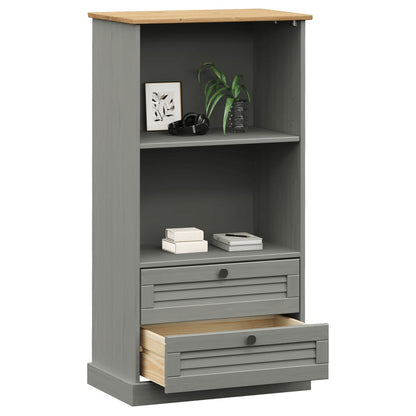 Boekenkast Vigo 60X35X114,5 Cm Massief Grenenhout Grijs - Design Meubelz