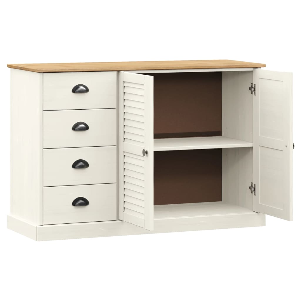 Dressoir Met Lades Vigo 113X40X75 Cm Massief Grenenhout Wit - Design Meubelz