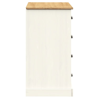 Dressoir Met Lades Vigo 113X40X75 Cm Massief Grenenhout Wit - Design Meubelz