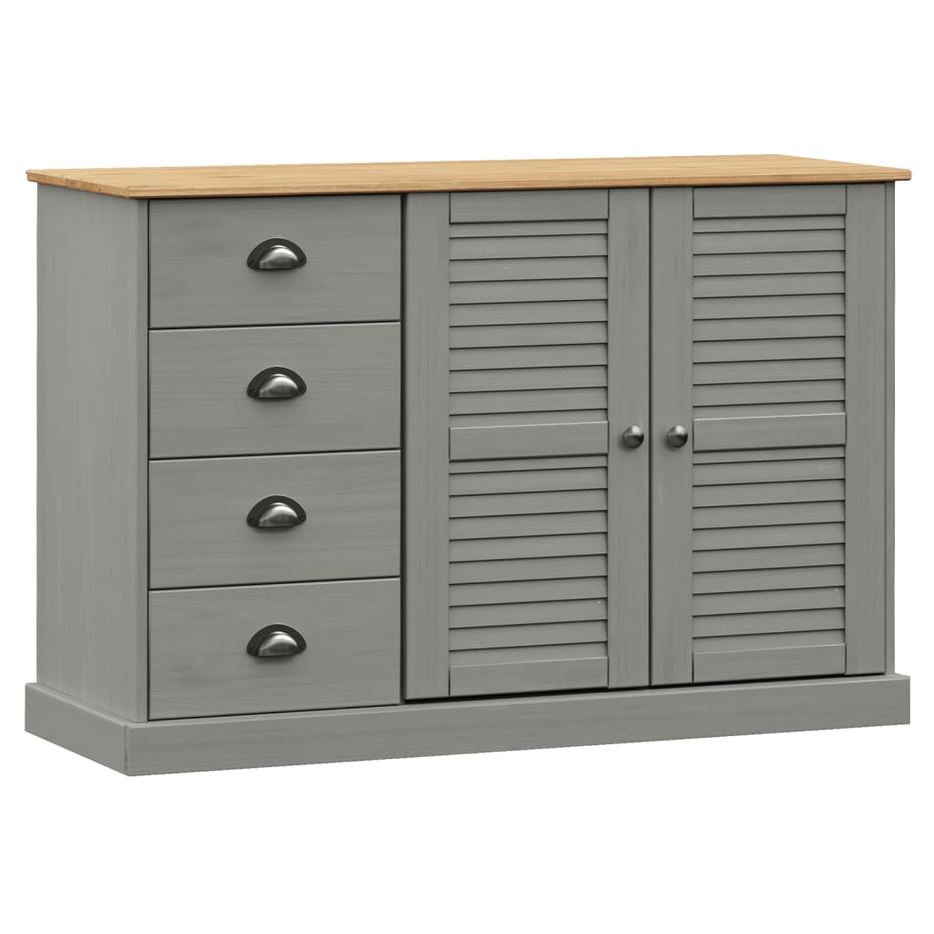 Dressoir Met Lades Vigo 113X40X75 Cm Massief Grenenhout Grijs - Design Meubelz