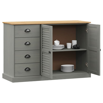 Dressoir Met Lades Vigo 113X40X75 Cm Massief Grenenhout Grijs - Design Meubelz