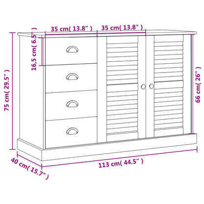 Dressoir Met Lades Vigo 113X40X75 Cm Massief Grenenhout Grijs - Design Meubelz