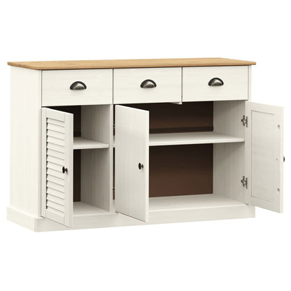 Dressoir Met Lades Vigo 113X40X75 Cm Massief Grenenhout Wit - Design Meubelz