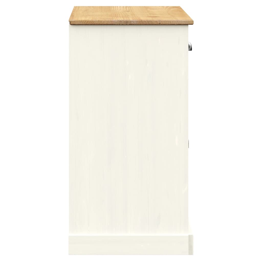 Dressoir Met Lades Vigo 113X40X75 Cm Massief Grenenhout Wit - Design Meubelz