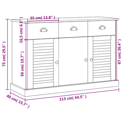 Dressoir Met Lades Vigo 113X40X75 Cm Massief Grenenhout Wit - Design Meubelz