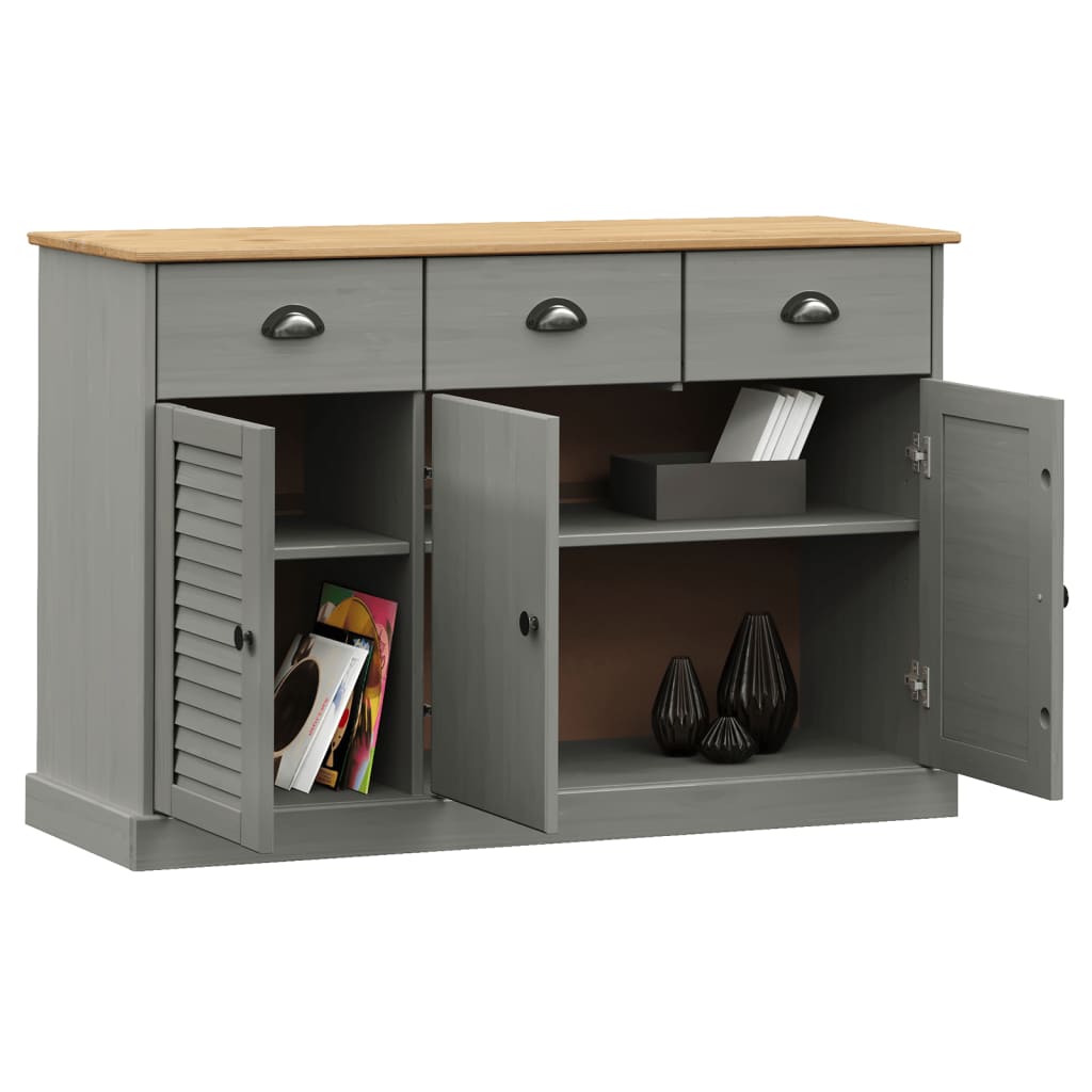 Dressoir Met Lades Vigo 113X40X75 Cm Massief Grenenhout Grijs - Design Meubelz