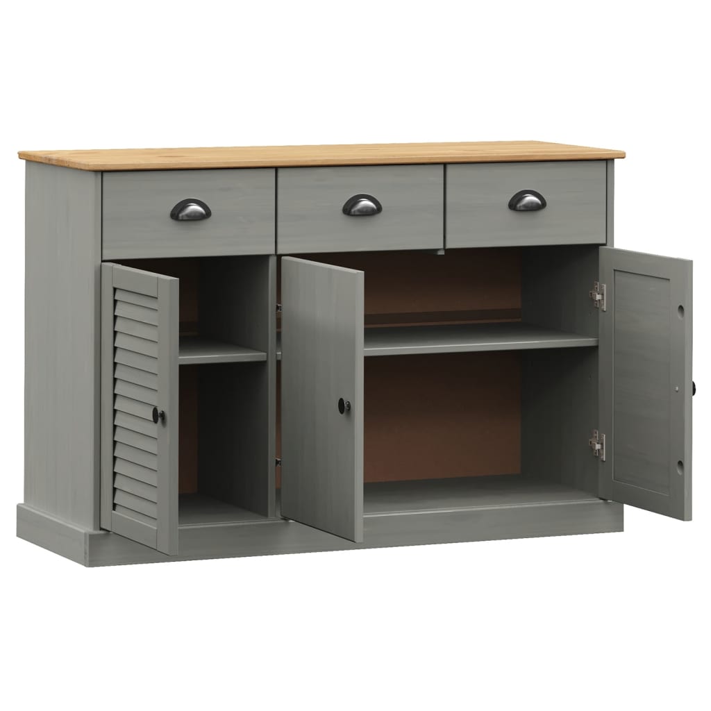 Dressoir Met Lades Vigo 113X40X75 Cm Massief Grenenhout Grijs - Design Meubelz