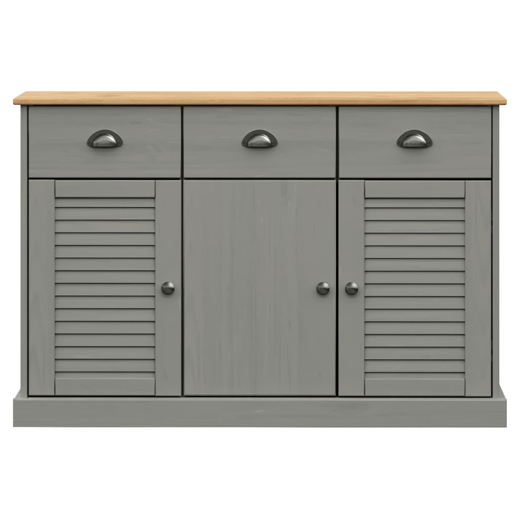 Dressoir Met Lades Vigo 113X40X75 Cm Massief Grenenhout Grijs - Design Meubelz