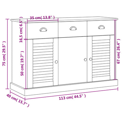 Dressoir Met Lades Vigo 113X40X75 Cm Massief Grenenhout Grijs - Design Meubelz