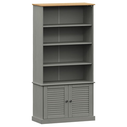 Boekenkast Vigo 85X35X170 Cm Massief Grenenhout Grijs - Design Meubelz