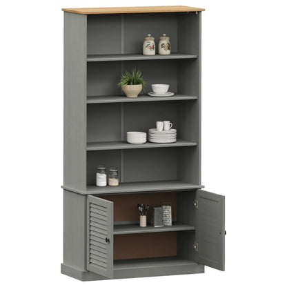 Boekenkast Vigo 85X35X170 Cm Massief Grenenhout Grijs - Design Meubelz