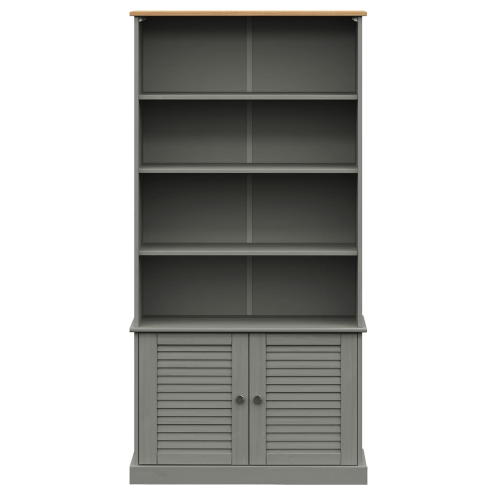 Boekenkast Vigo 85X35X170 Cm Massief Grenenhout Grijs - Design Meubelz