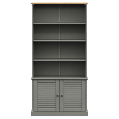 Boekenkast Vigo 85X35X170 Cm Massief Grenenhout Grijs - Design Meubelz