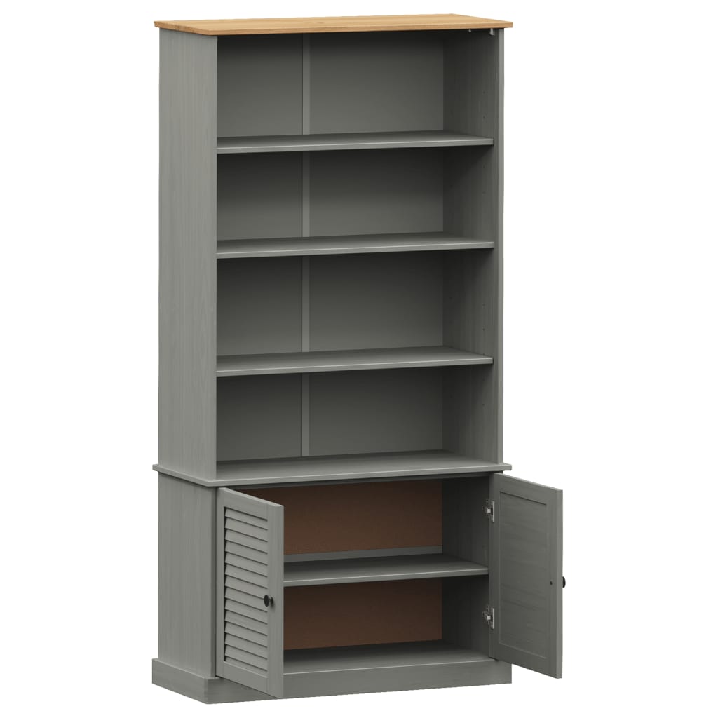 Boekenkast Vigo 85X35X170 Cm Massief Grenenhout Grijs - Design Meubelz