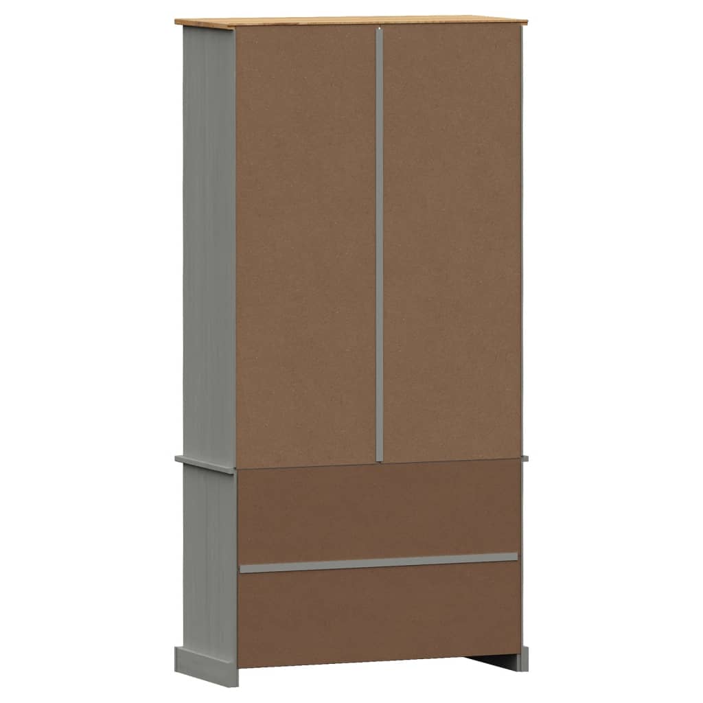 Boekenkast Vigo 85X35X170 Cm Massief Grenenhout Grijs - Design Meubelz