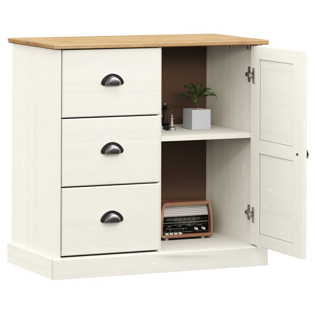 Dressoir Met Lades Vigo 78X40X75 Cm Massief Grenenhout Wit - Design Meubelz