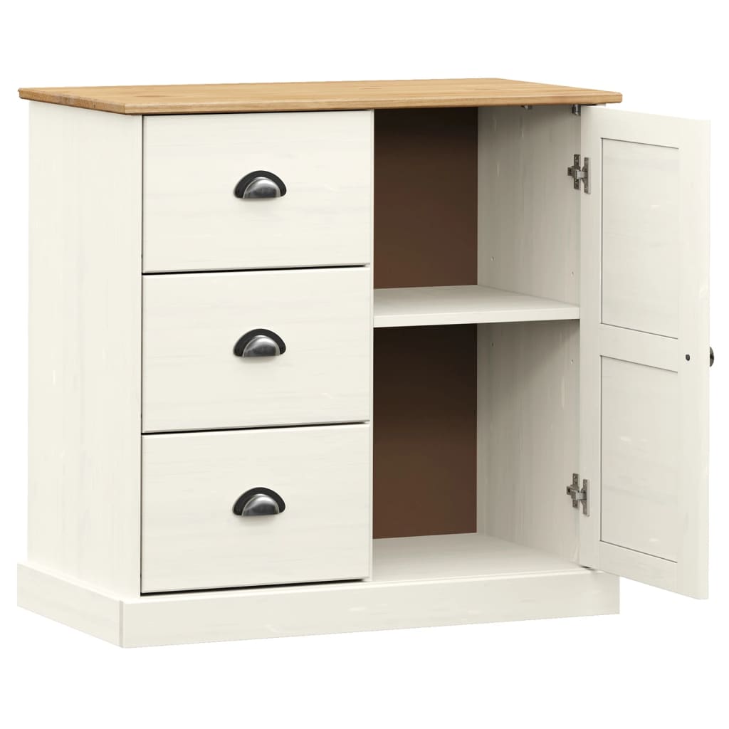 Dressoir Met Lades Vigo 78X40X75 Cm Massief Grenenhout Wit - Design Meubelz