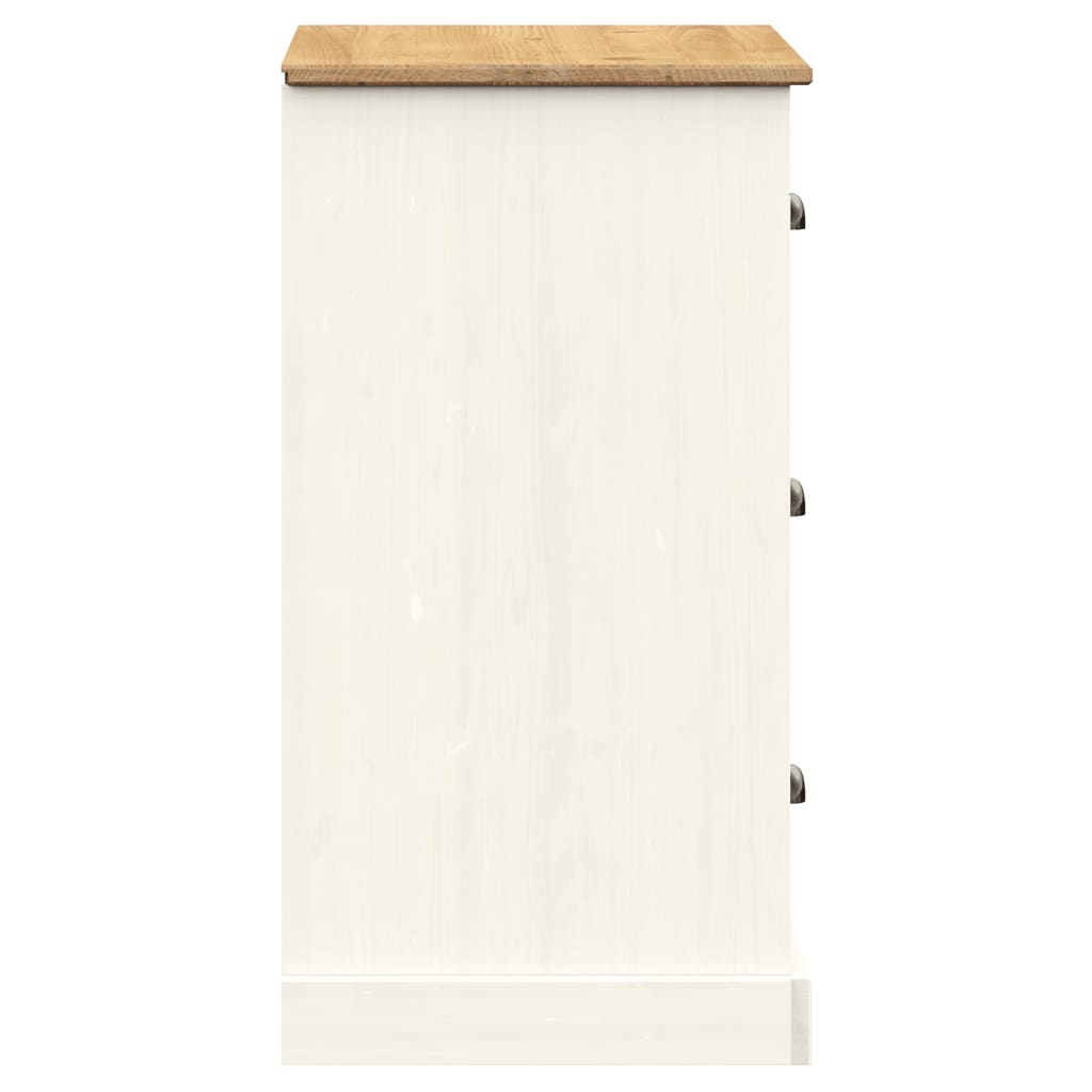 Dressoir Met Lades Vigo 78X40X75 Cm Massief Grenenhout Wit - Design Meubelz