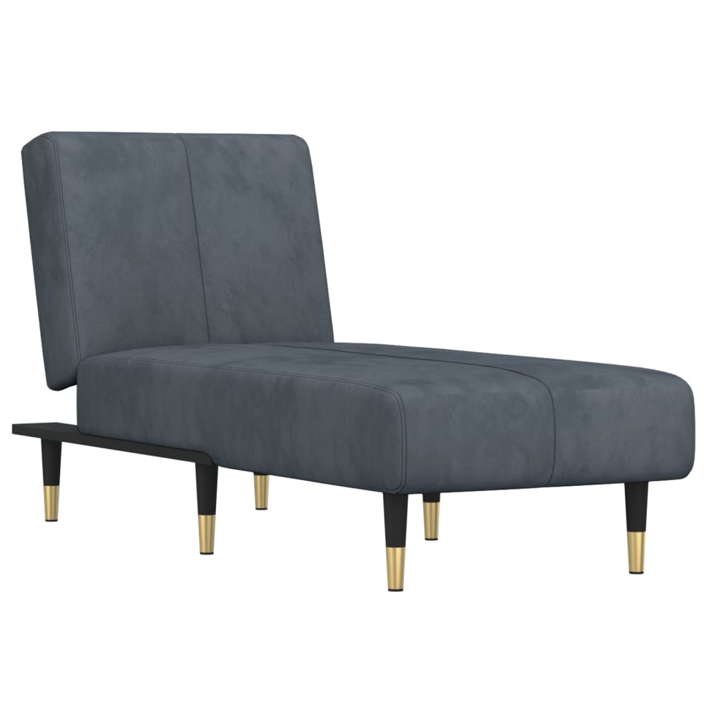 Chaise Longue Fluweel Donkergrijs - Design Meubelz