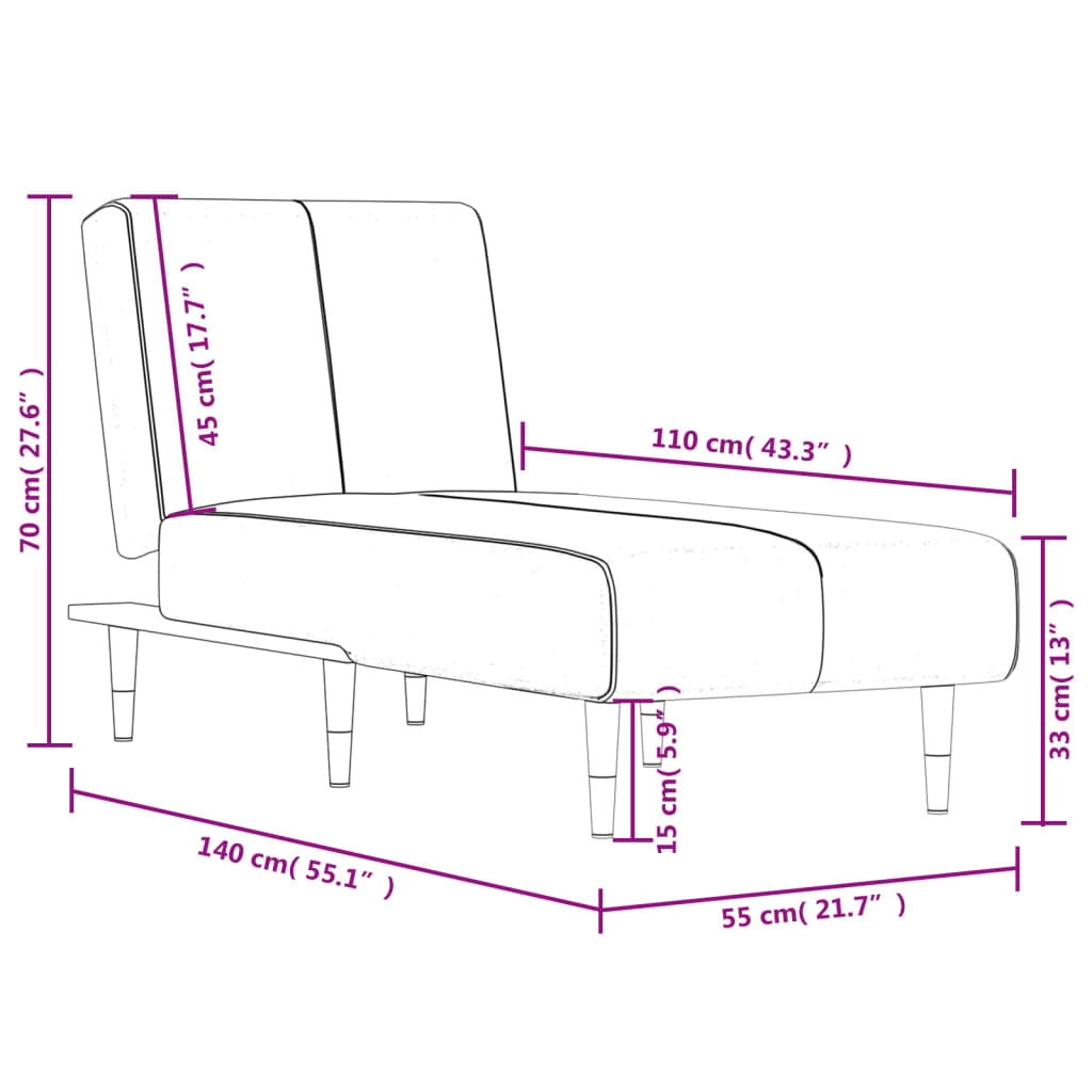 Chaise Longue Fluweel Donkergrijs - Design Meubelz