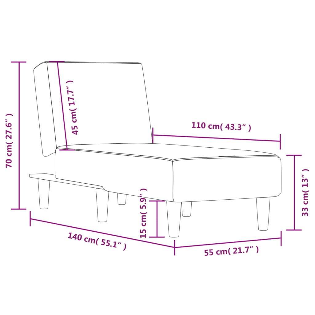 Chaise Longue Stof Donkergrijs - Design Meubelz