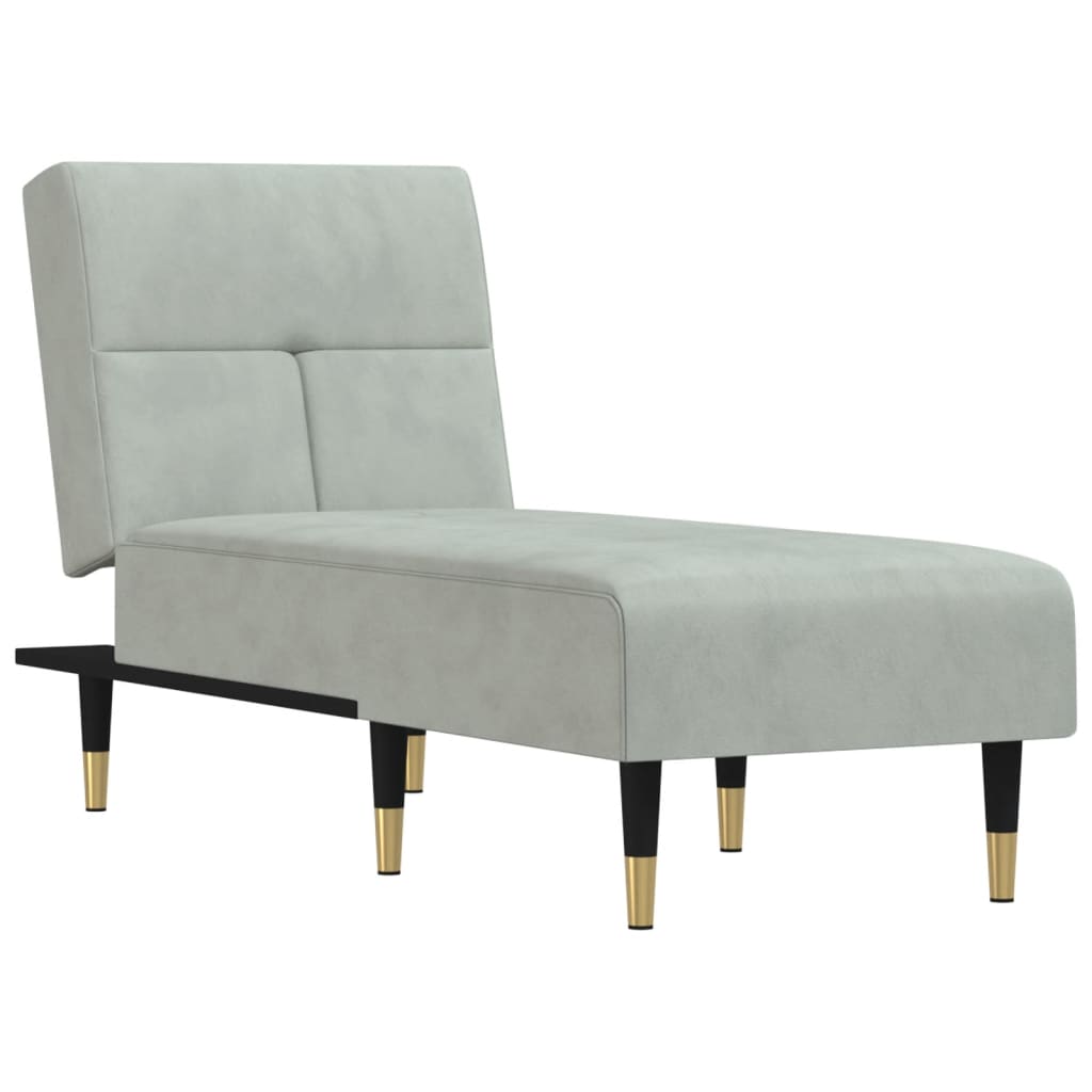 Chaise Longue Fluweel Lichtgrijs - Design Meubelz