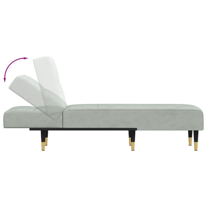 Chaise Longue Fluweel Lichtgrijs - Design Meubelz