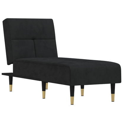 Chaise Longue Fluweel Zwart - Design Meubelz