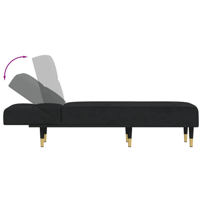 Chaise Longue Fluweel Zwart - Design Meubelz