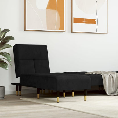 Chaise Longue Fluweel Zwart - Design Meubelz