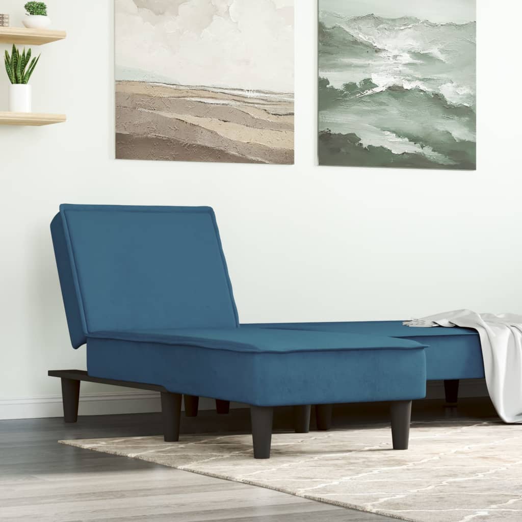 Chaise Longue Fluweel Blauw - Design Meubelz