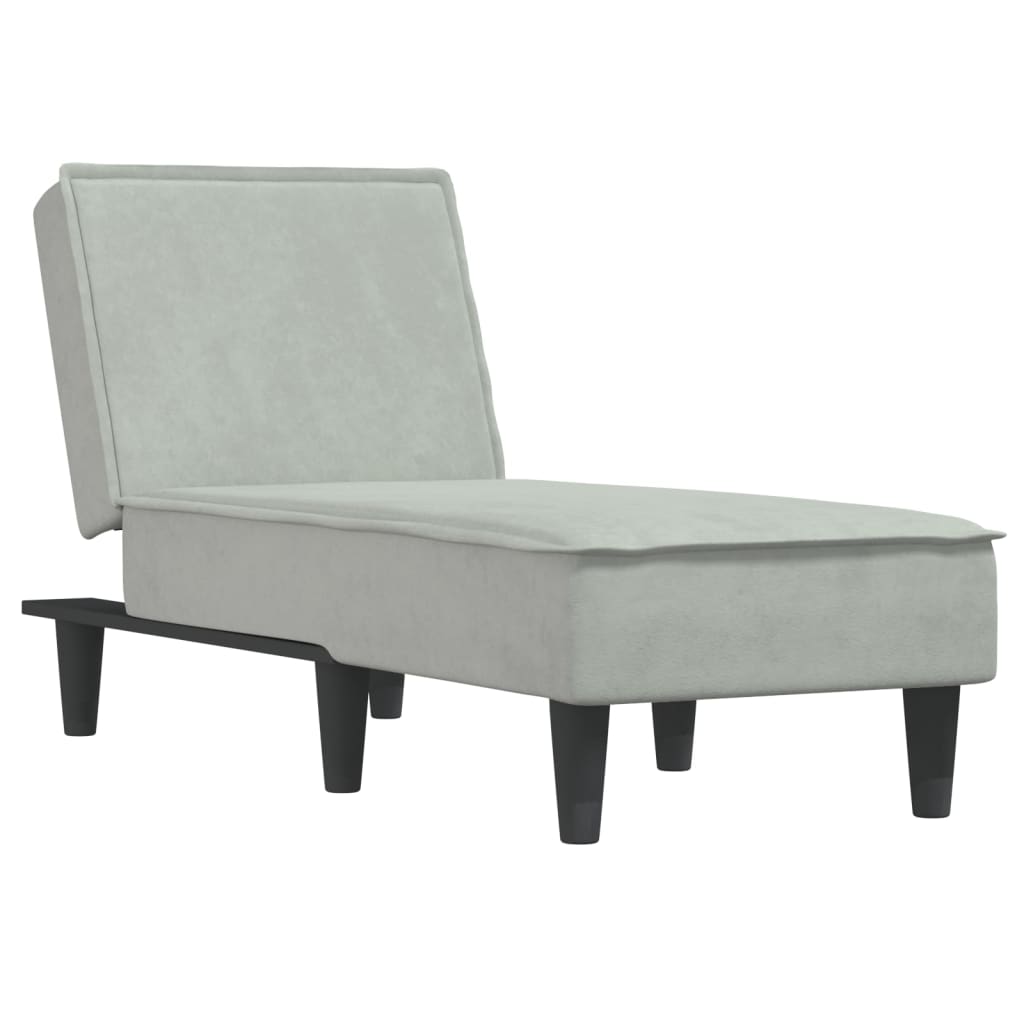 Chaise Longue Fluweel Lichtgrijs - Design Meubelz