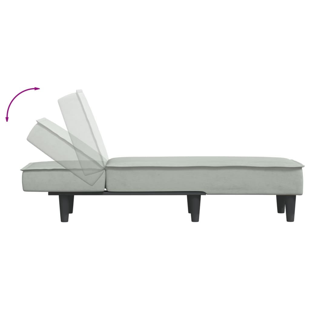 Chaise Longue Fluweel Lichtgrijs - Design Meubelz