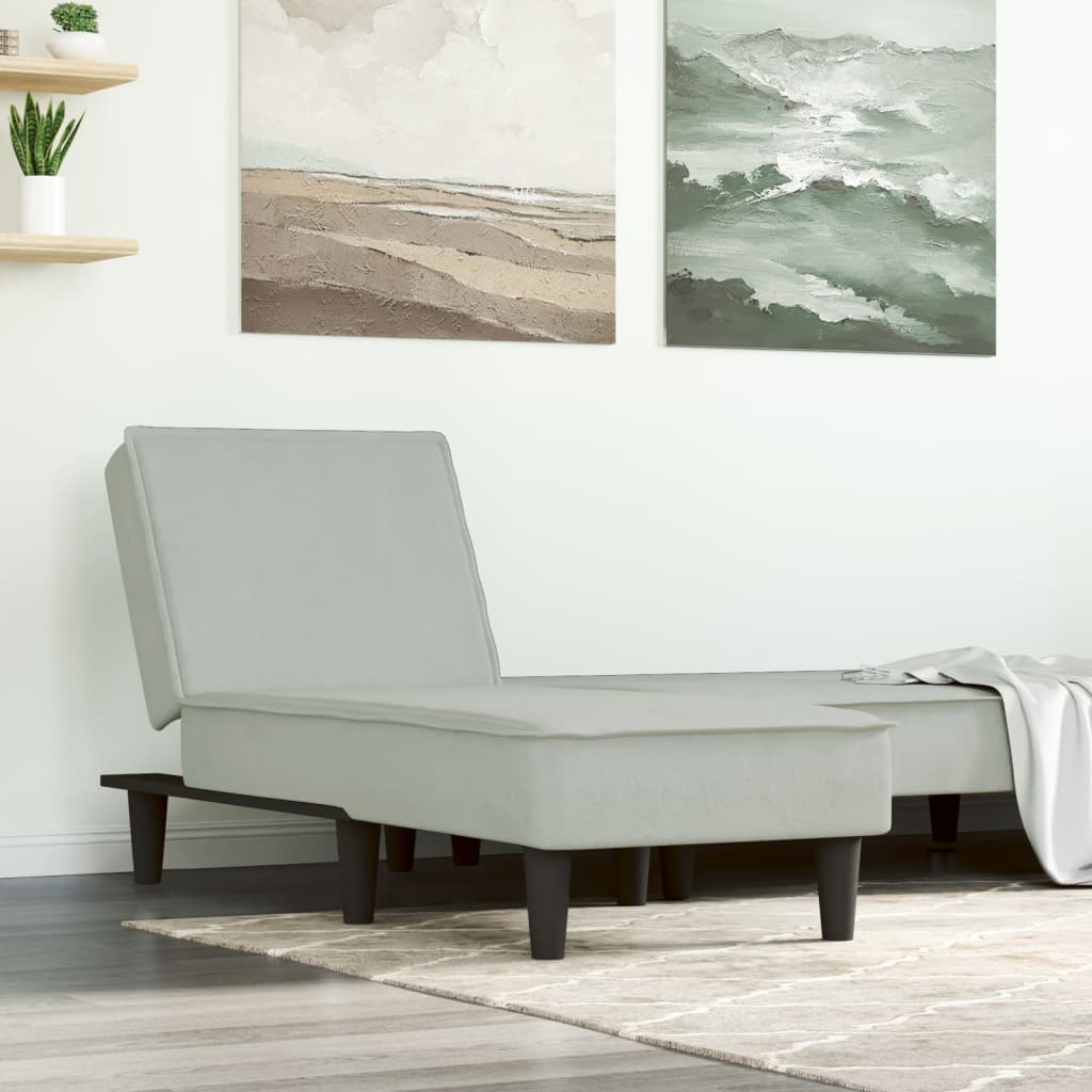 Chaise Longue Fluweel Lichtgrijs - Design Meubelz