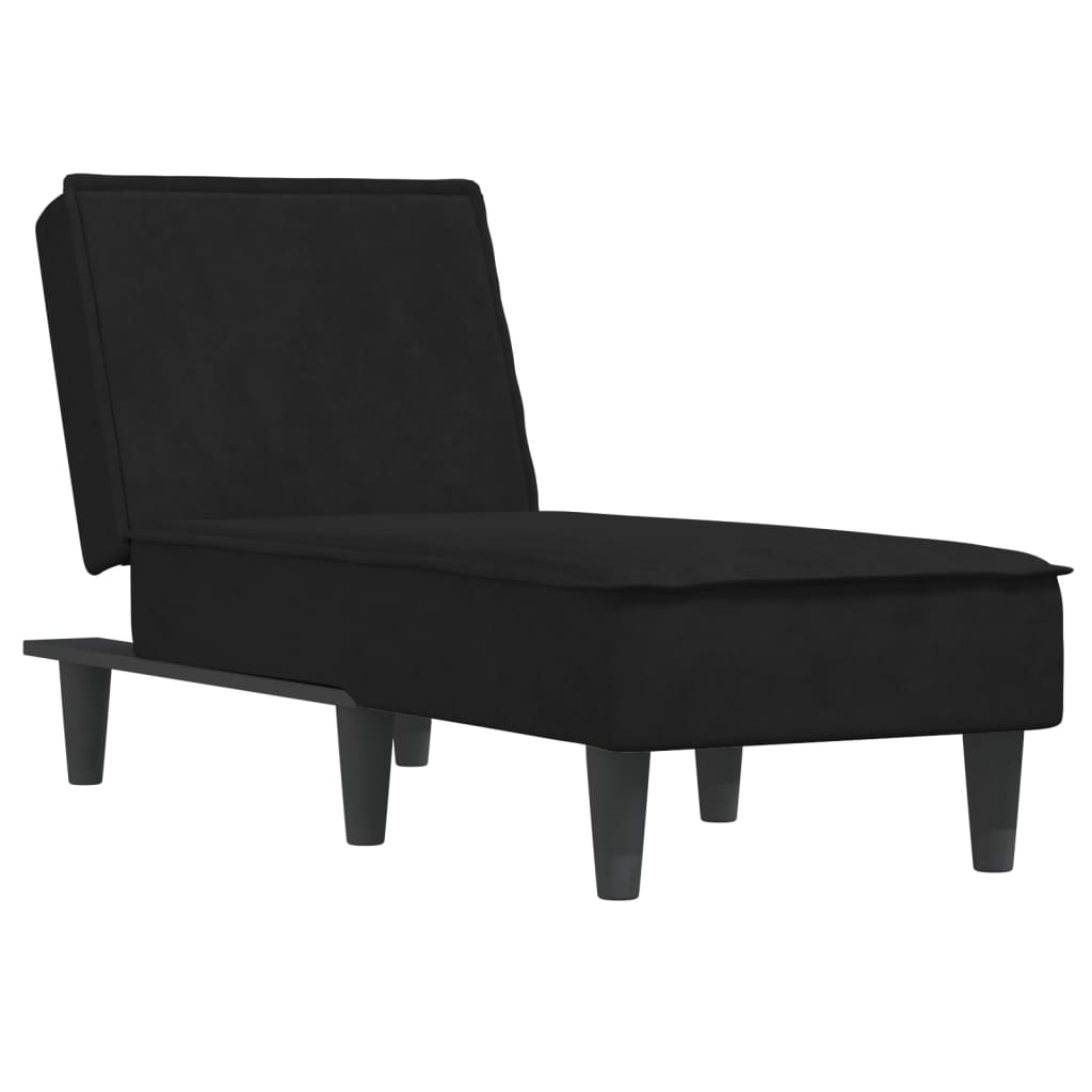 Chaise Longue Fluweel Zwart - Design Meubelz