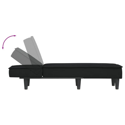 Chaise Longue Fluweel Zwart - Design Meubelz