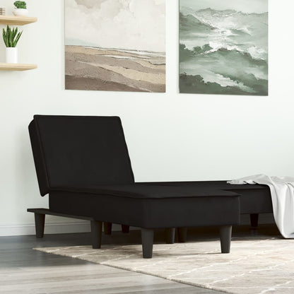 Chaise Longue Fluweel Zwart - Design Meubelz