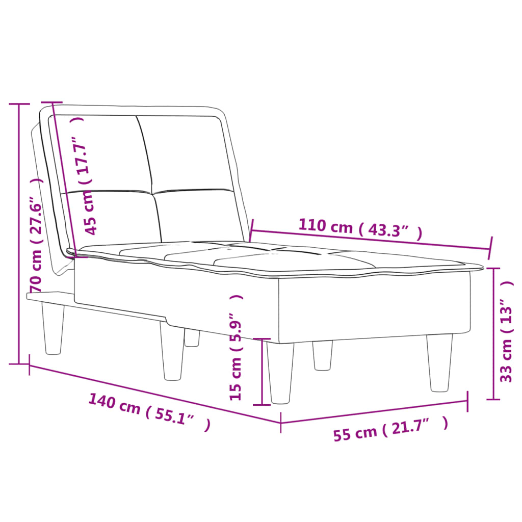 Chaise Longue Stof Zwart - Design Meubelz