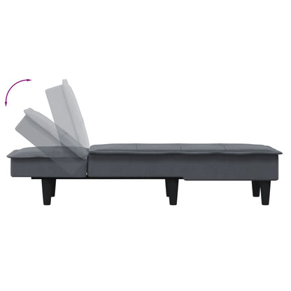 Chaise Longue Fluweel Donkergrijs - Design Meubelz