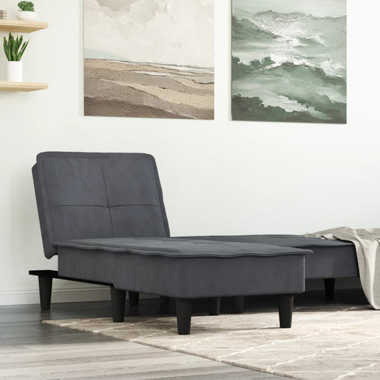 Chaise Longue Fluweel Donkergrijs - Design Meubelz