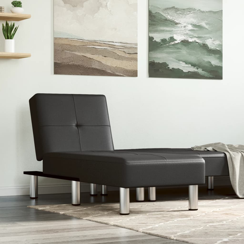 Chaise Longue Kunstleer Zwart - Design Meubelz