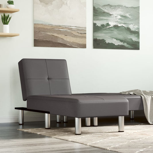 Chaise Longue Kunstleer Grijs - Design Meubelz