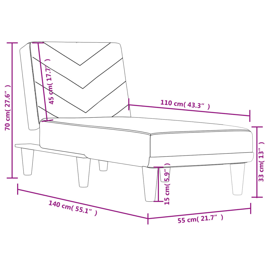 Chaise Longue Stof Zwart - Design Meubelz