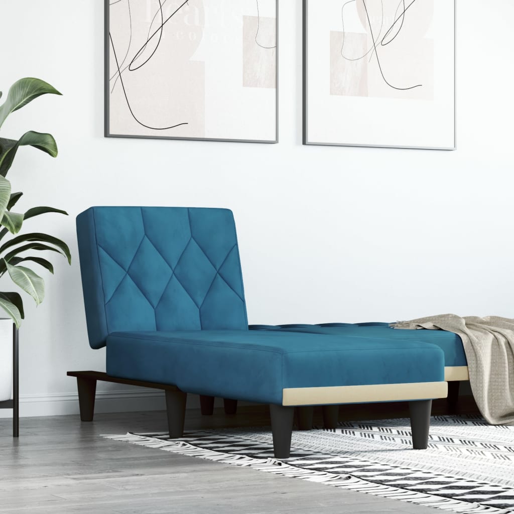 Chaise Longue Fluweel Blauw - Design Meubelz