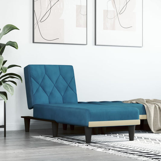 Chaise Longue Fluweel Blauw - Design Meubelz