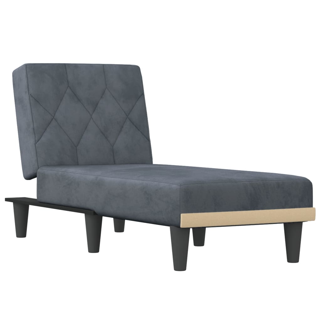 Chaise Longue Fluweel Donkergrijs - Design Meubelz