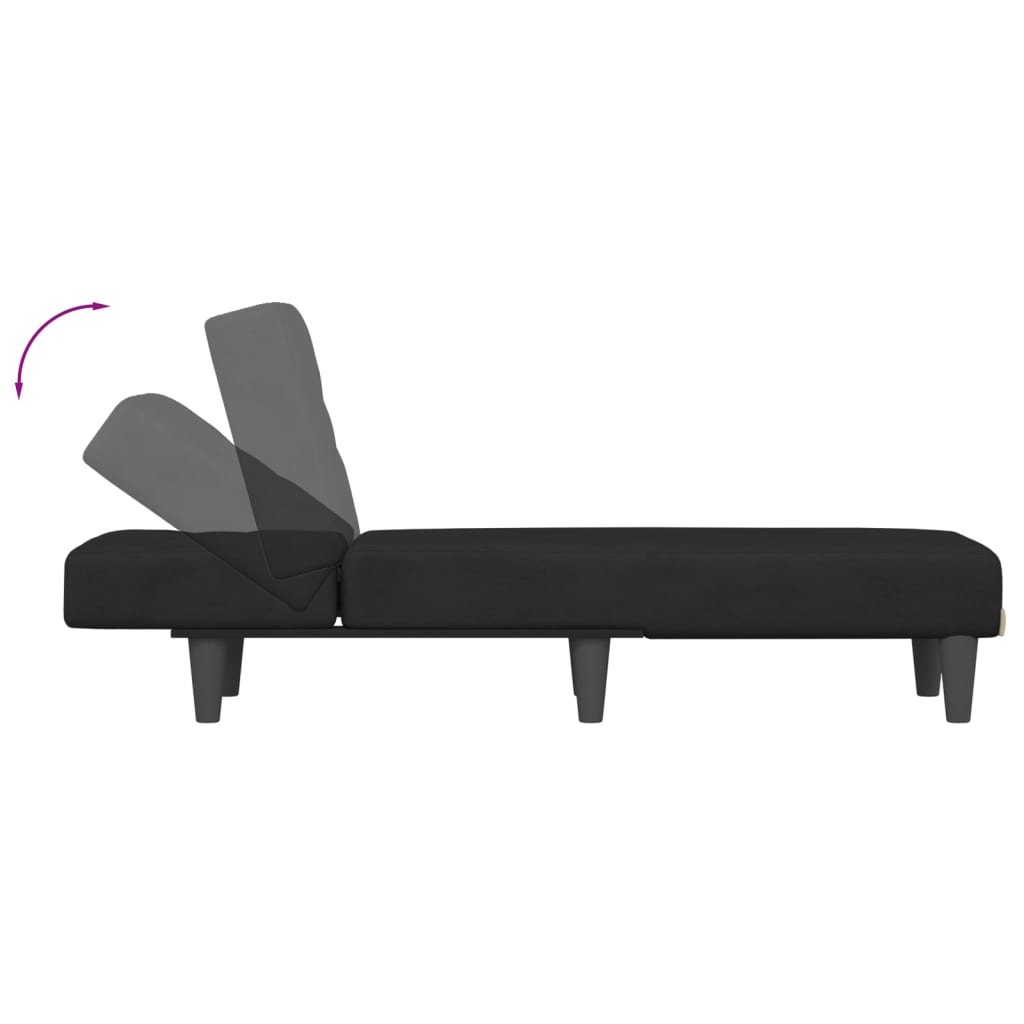 Chaise Longue Fluweel Zwart - Design Meubelz