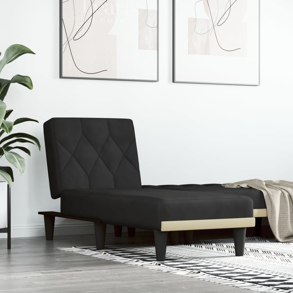 Chaise Longue Fluweel Zwart - Design Meubelz